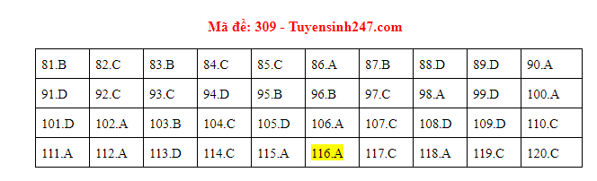 Giáo dục - Đáp án đề thi môn GDCD mã đề 309 thi THPT Quốc gia 2019 chuẩn nhất