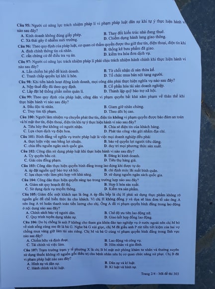 Giáo dục - Đáp án đề thi môn GDCD mã đề 303 thi THPT Quốc gia 2019 chuẩn nhất (Hình 3).