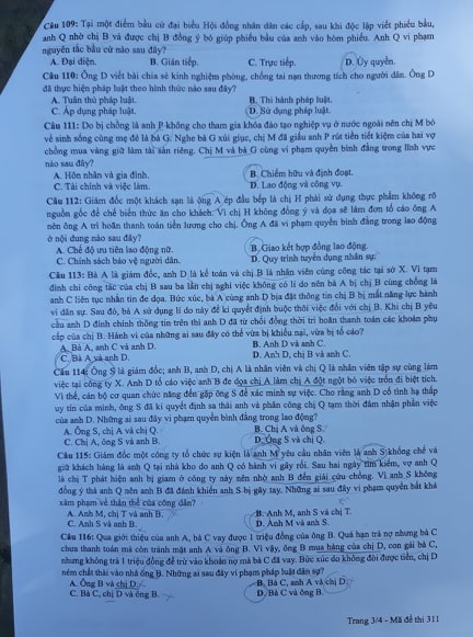 Giáo dục - Đáp án đề thi môn GDCD mã đề 311 thi THPT Quốc gia 2019 chuẩn nhất (Hình 4).