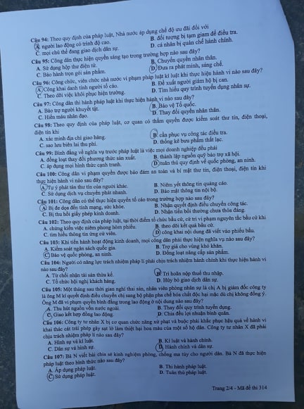 Giáo dục - Đáp án đề thi môn GDCD mã đề 314 thi THPT Quốc gia 2019 chuẩn nhất (Hình 3).