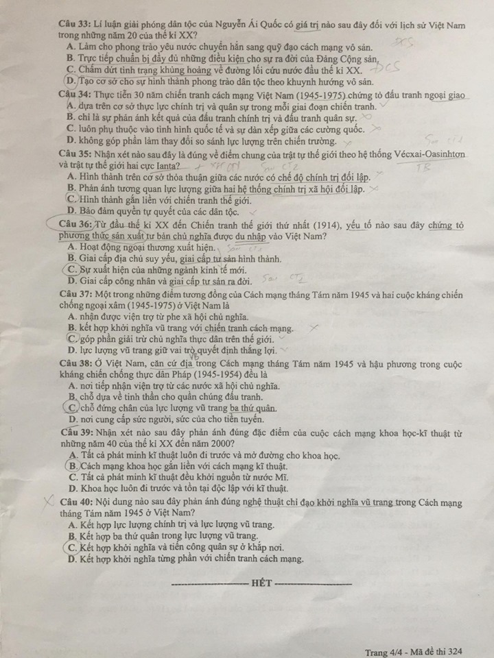 Giáo dục - Đáp án đề thi môn Lịch sử thi THPT Quốc gia 2019 của bộ GD&ĐT mã đề 324 (Hình 5).