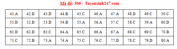 Giáo dục - Đáp án đề thi môn Địa lý thi THPT Quốc gia 2019 của bộ GD&ĐT mã đề 306