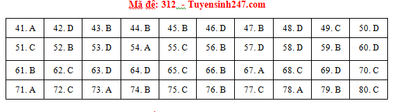 Giáo dục - Đáp án đề thi môn Địa lý thi THPT Quốc gia 2019 của bộ GD&ĐT mã đề 312