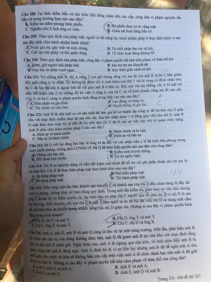 Giáo dục - Đáp án đề thi môn GDCD tốt nghiệp THPT 2020 chuẩn nhất mã đề 307 (Hình 3).