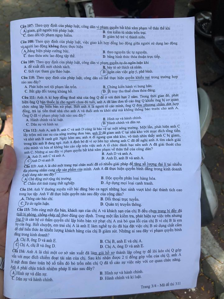 Giáo dục - Đáp án đề thi môn GDCD tốt nghiệp THPT 2020 chuẩn nhất mã đề 311 (Hình 3).