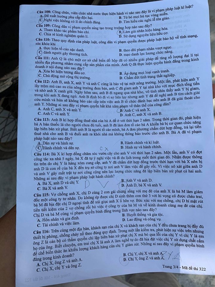 Giáo dục - Đáp án đề thi môn GDCD tốt nghiệp THPT 2020 chuẩn nhất mã đề 322 (Hình 3).