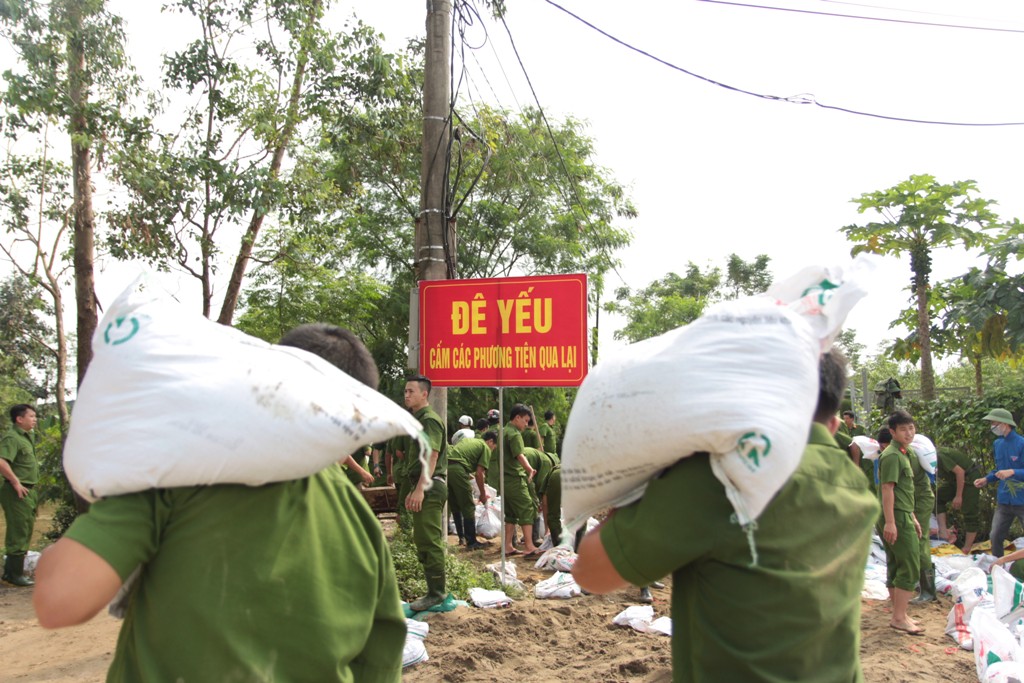 Xã hội - Các chiến sỹ vật lộn dưới dòng nước, gia cố chân đê có nguy cơ vỡ (Hình 10).