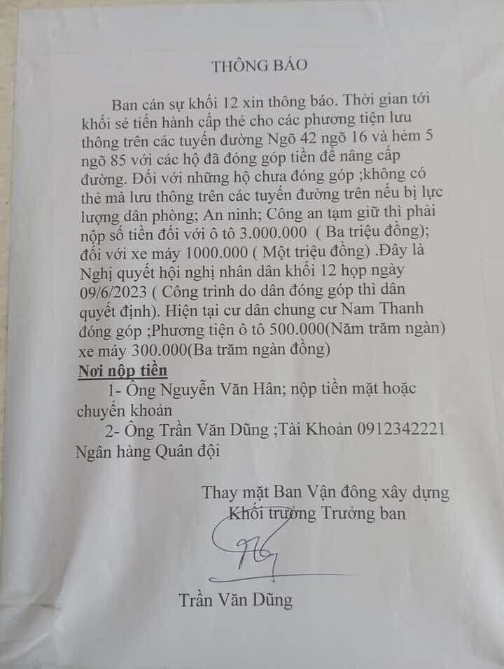 Dân sinh - Nghệ An: Xôn xao thông báo phạt đối với người không góp tiền làm đường