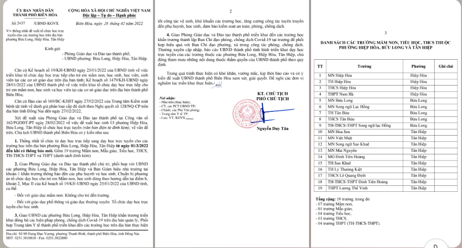 Giáo dục - Đồng Nai: 19 trường trên địa bàn chuyển sang học trực tuyến