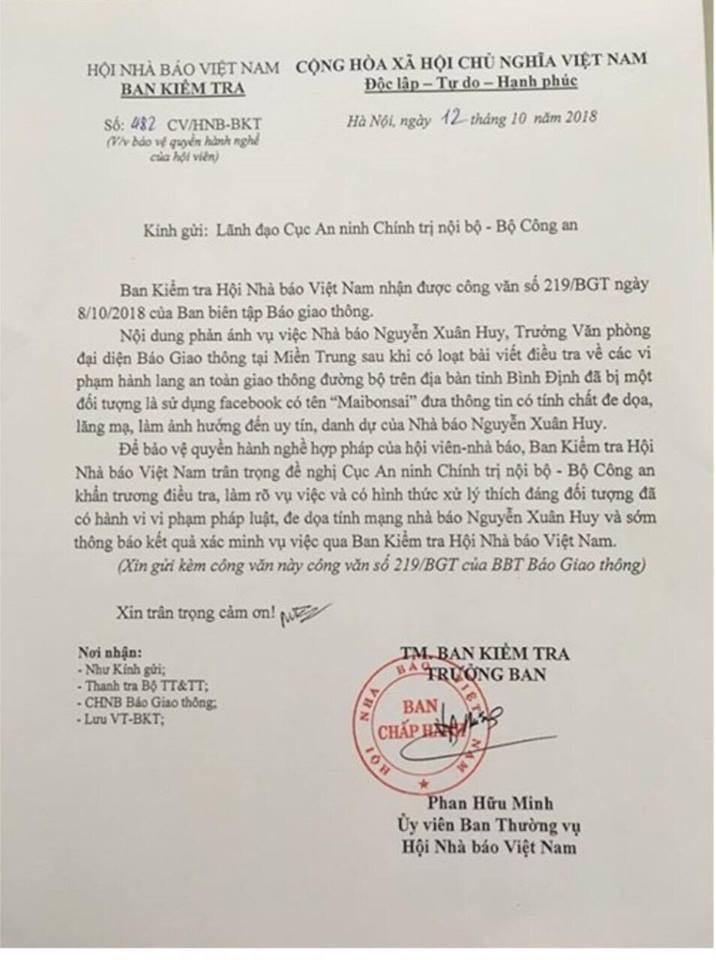 An ninh - Hình sự - Điều tra vụ nhà báo bị đe dọa trên facebook (Hình 2).