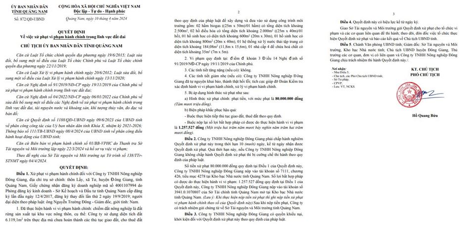 Bất động sản - Quảng Nam: Xử phạt công ty chiếm hàng nghìn m2 đất nông nghiệp để xây dựng