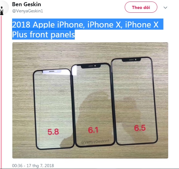 Sản phẩm - Rò rỉ hình ảnh được cho là của 3 mẫu iPhone 2018