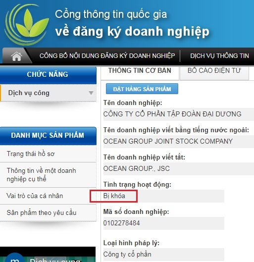 Đầu tư - Tập đoàn Đại Dương bất ngờ bị “khóa” hoạt động