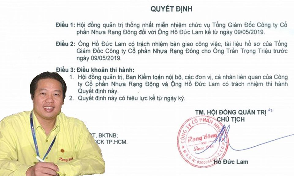 Đầu tư - Em trai cựu Thứ trưởng Hồ Thị Kim Thoa rời ghế Tổng Giám đốc Nhựa Rạng Đông