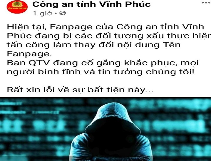 An ninh - Hình sự - Xác định đối tượng tấn công Fanpage Công an tỉnh Vĩnh Phúc 