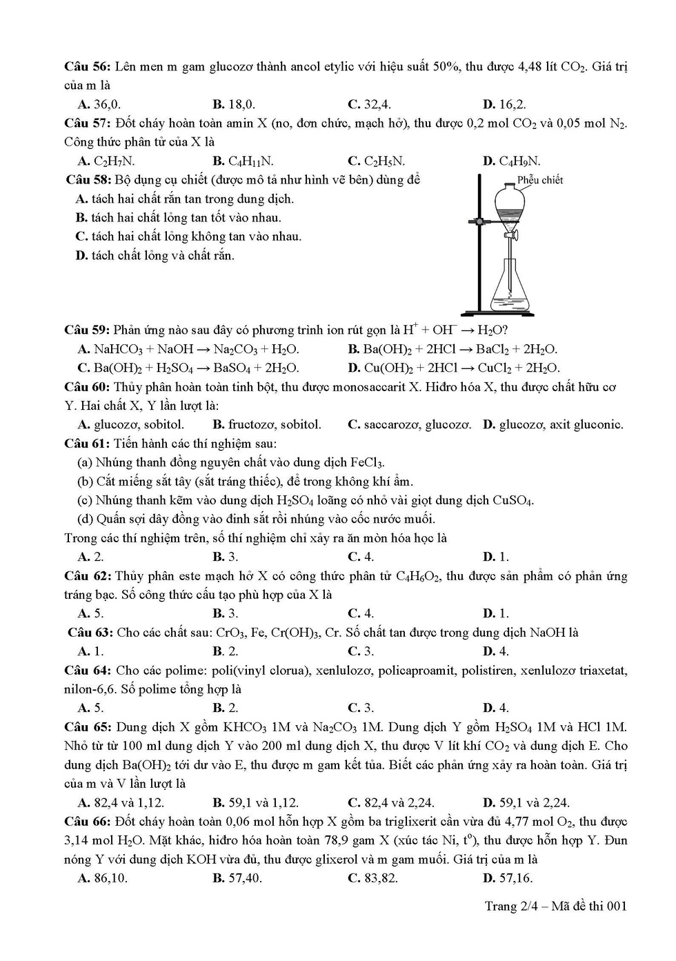 Giáo dục - Đáp án đề thi môn Hoá học mã đề 217 thi THPT Quốc gia 2019 chuẩn nhất  (Hình 4).