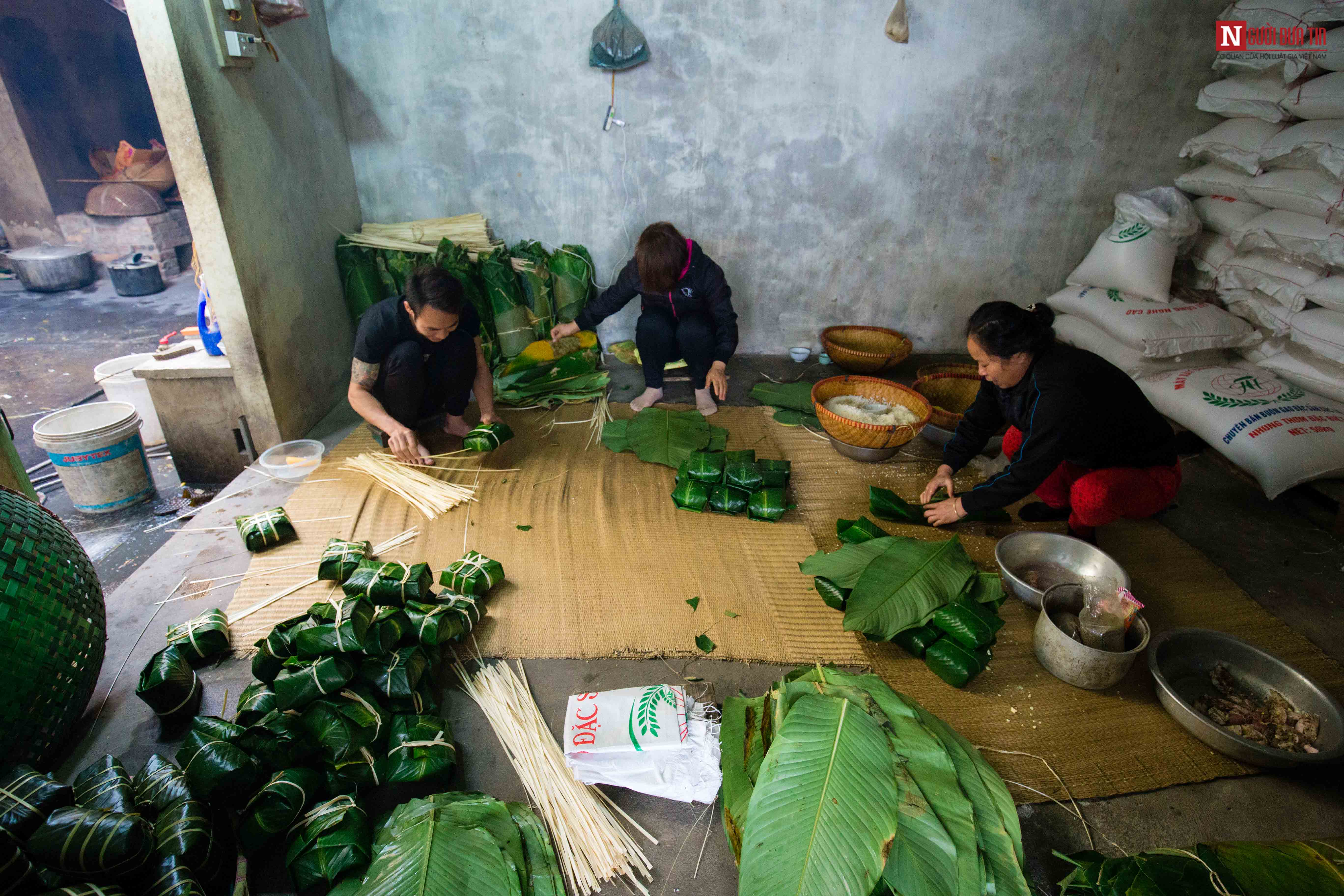 Tin nhanh - Làng bánh chưng thức xuyên đêm gói bánh “chạy đua” phục vụ Tết Nguyên đán