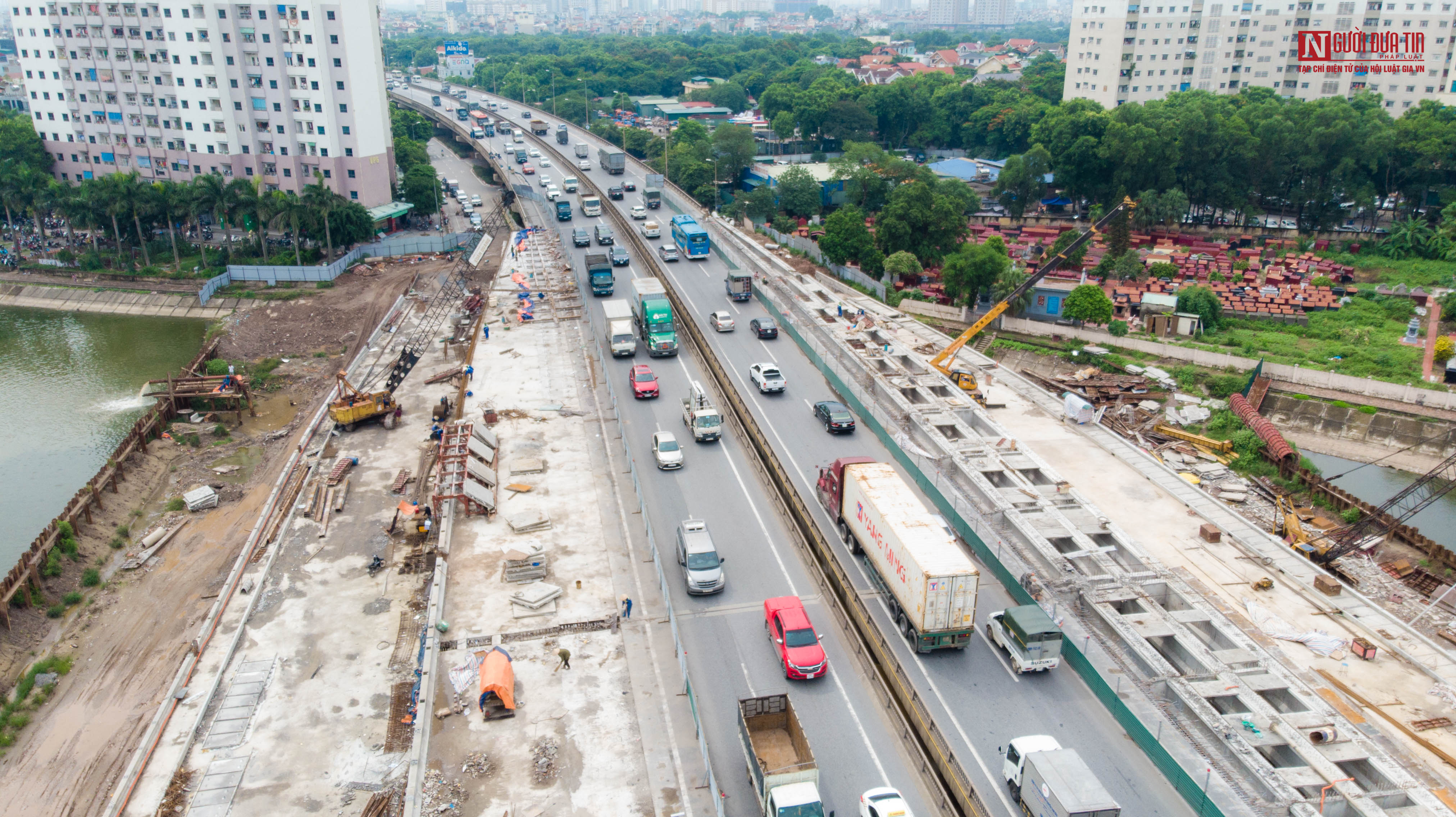 Tin nhanh - Toàn cảnh tiến độ dự án 2 cây cầu trị giá 340 tỷ đồng bắc qua hồ Linh Đàm (Hình 4).