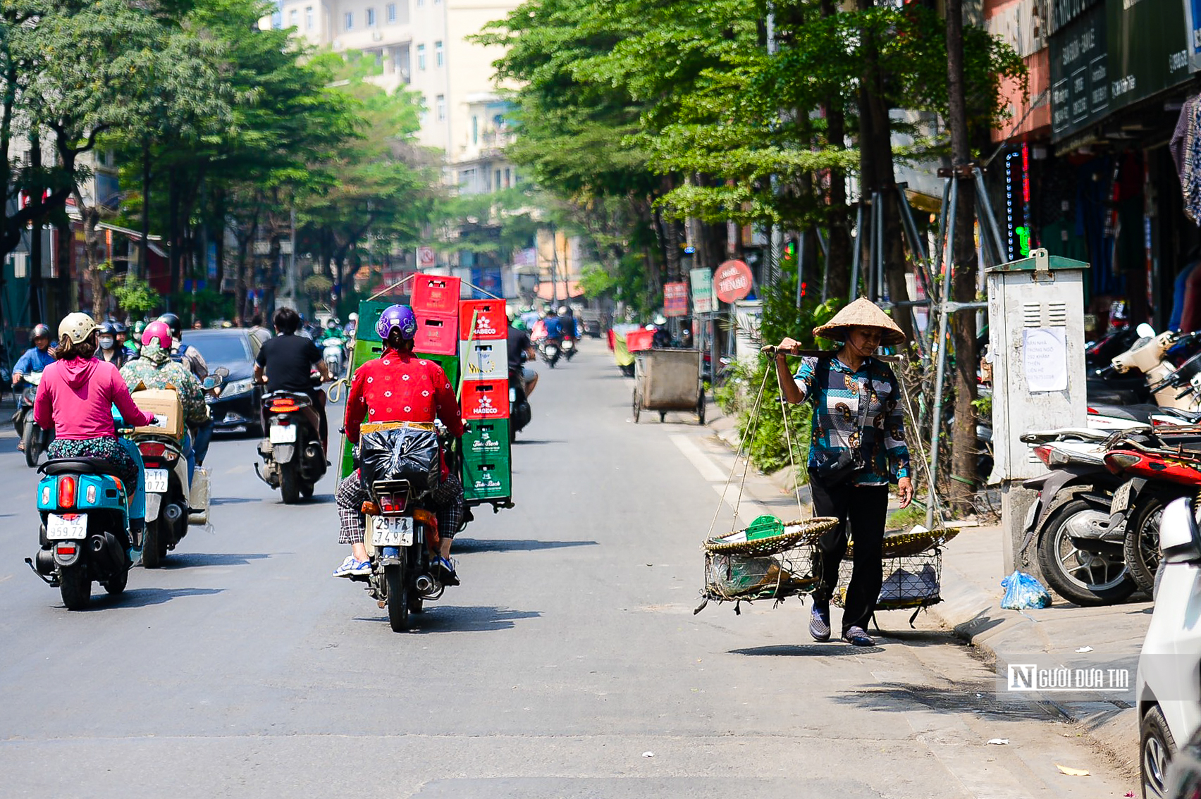 Dân sinh - Hà Nội: Người đi bộ luồn lách tránh gốc cây và bốt điện trên vỉa hè (Hình 16).