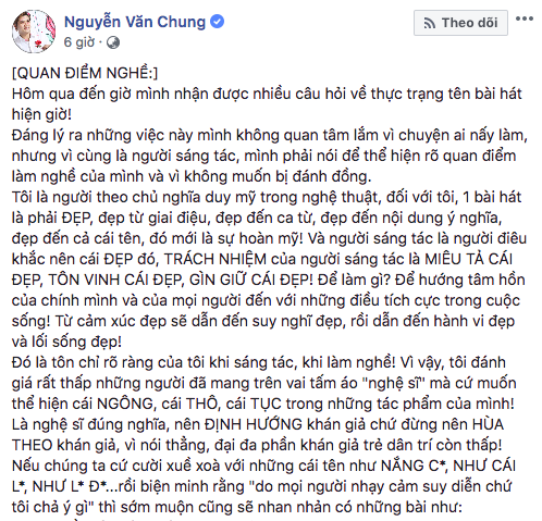 Ngôi sao - 'Cha đẻ' Như lời đồn đăng dòng trạng thái đầy ẩn ý khi ca khúc bị chỉ trích (Hình 3).