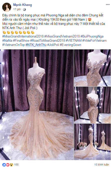 Ngôi sao - Hé lộ trang phục Phương Nga sẽ mặc tại chung kết Miss Grand International 2018 (Hình 2).