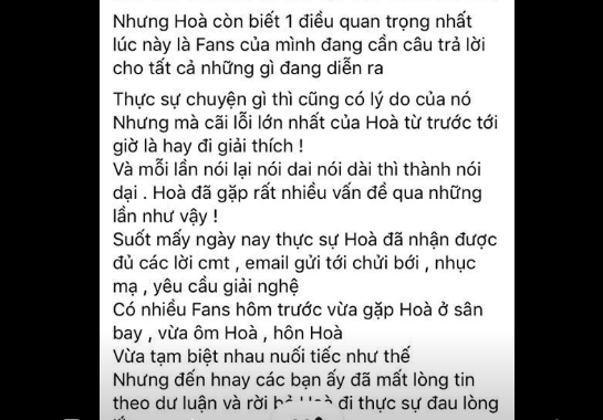 Ngôi sao - Hoà Minzy chia sẻ tiêu cực: 'Hòa bị điên rồi'