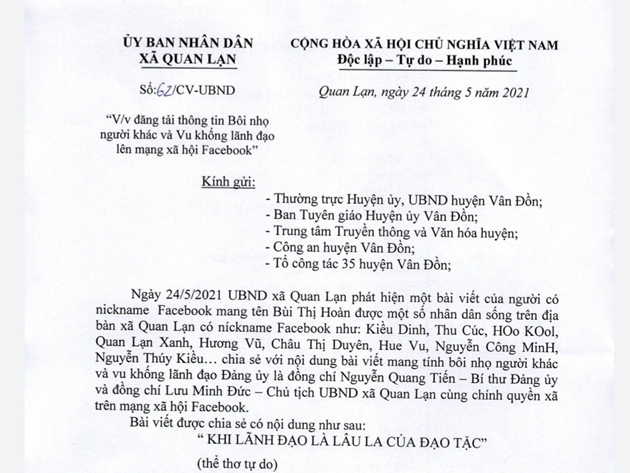 An ninh - Hình sự - Xử lý thanh niên tung tin vu khống Bí thư, Chủ tịch xã lên Facebook