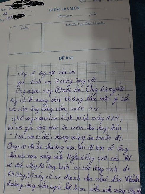 Giáo dục - “Chết cười” với bài văn tả “ông nội hay đánh lô” của học sinh tiểu học