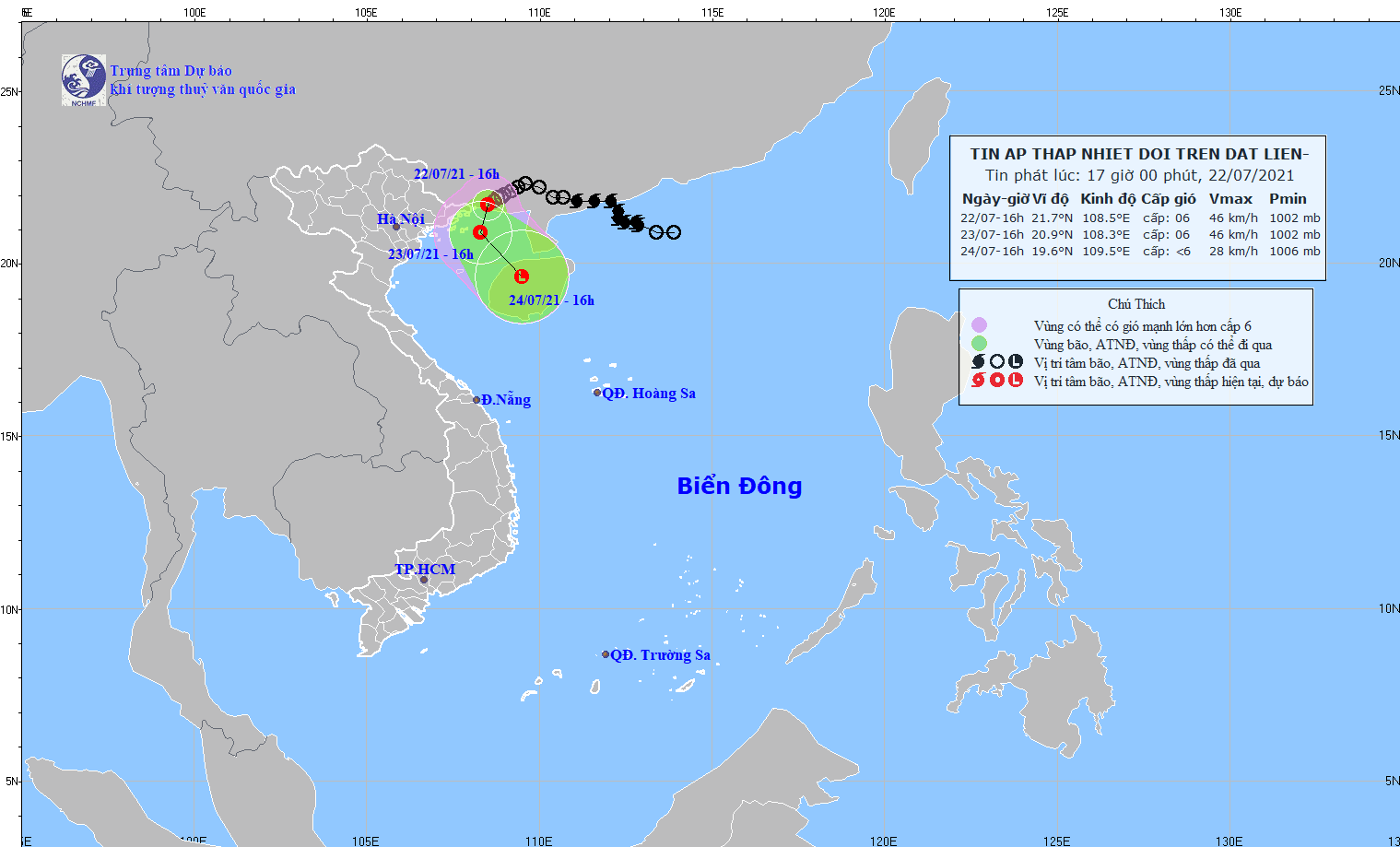 Xã hội - Áp thấp nhiệt đới tiến sát Vịnh Bắc bộ, cảnh báo mưa to đến rất to