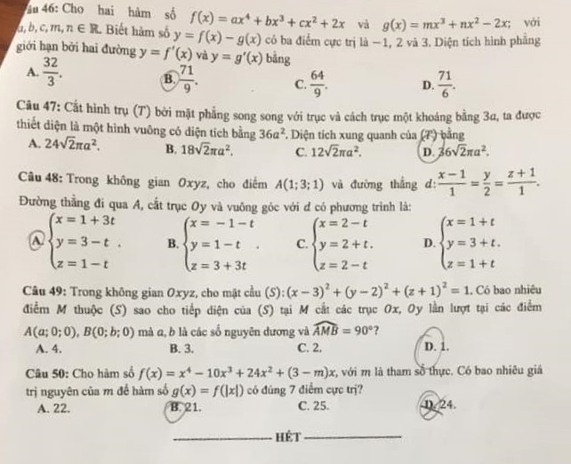 Giáo dục - Gợi ý đáp án môn Toán tốt nghiệp THPT 2021 đợt 2 (Hình 5).