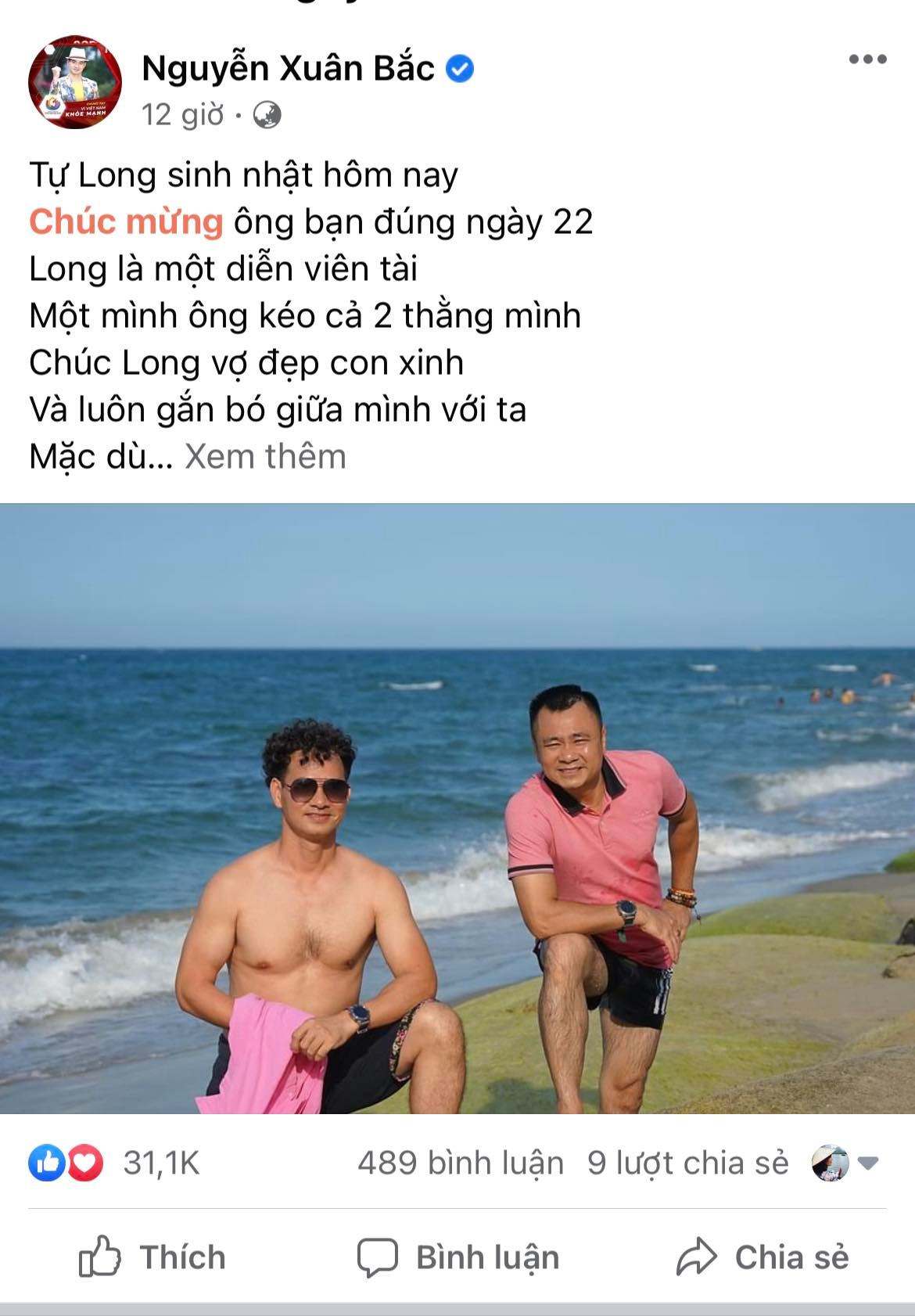 Giải trí - Xuân Bắc làm thơ 'lầy' chúc mừng sinh nhật Tự Long