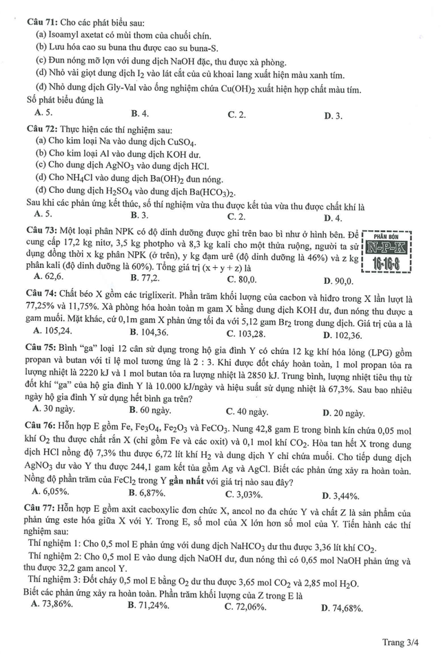 Giáo dục - Đề minh hoạ môn Hóa học thi tốt nghiệp THPT năm 2023 (Hình 3).