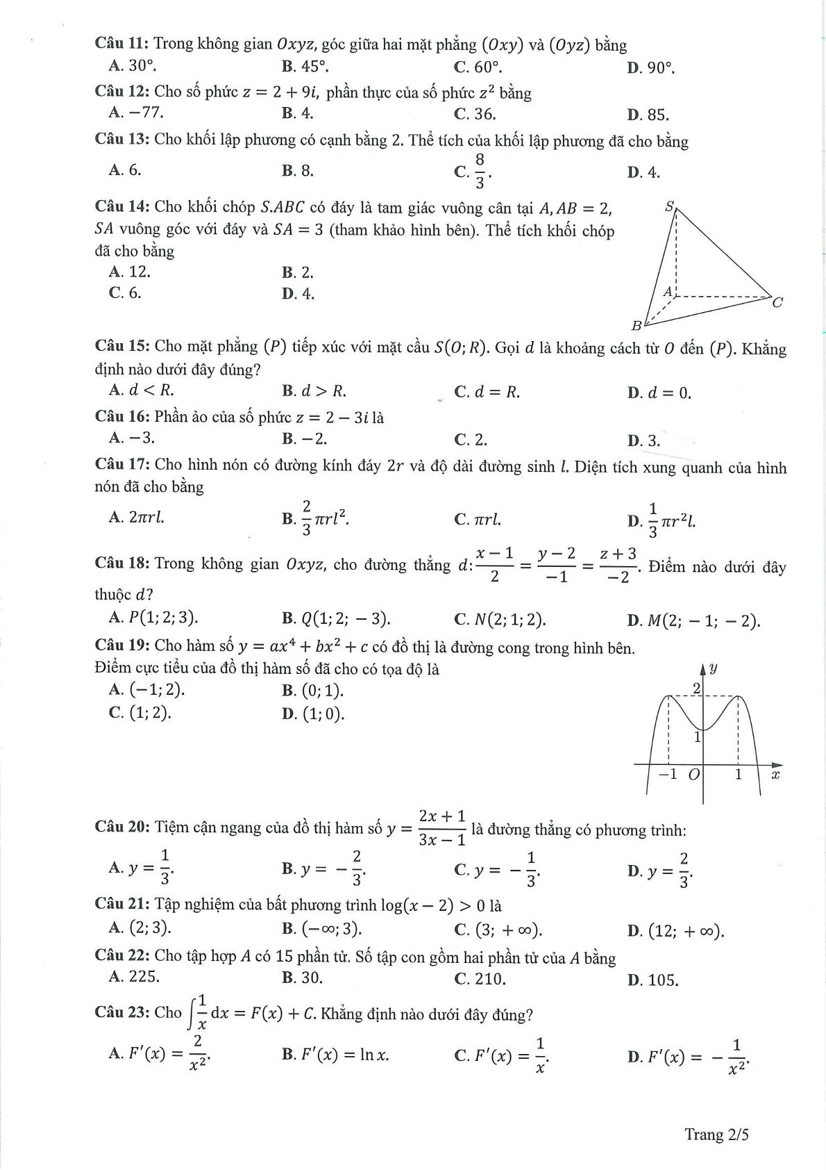 Giáo dục - Đề minh họa môn Toán thi tốt nghiệp THPT 2023 (Hình 2).