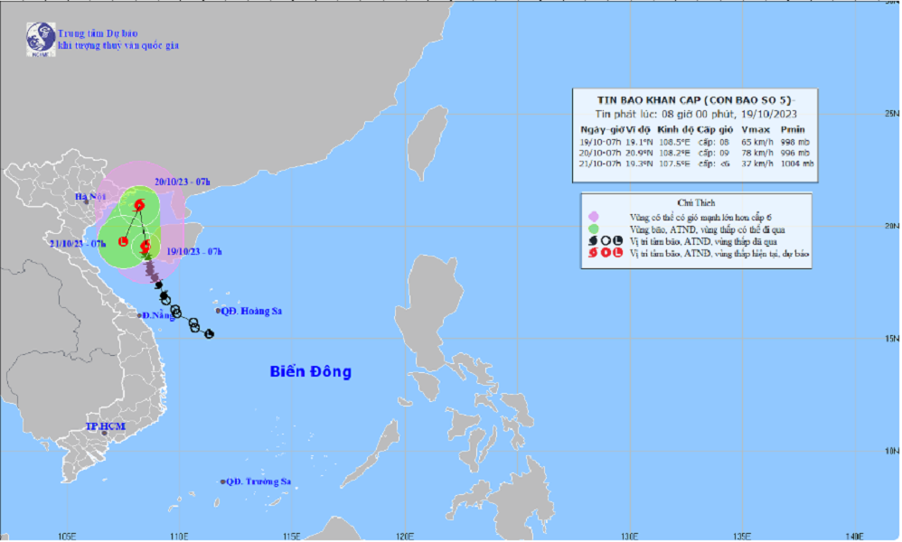 Xã hội - Di chuyển khó lường, bão số 5 sẽ ảnh hưởng mạnh nhất tới vùng nào? (Hình 2).