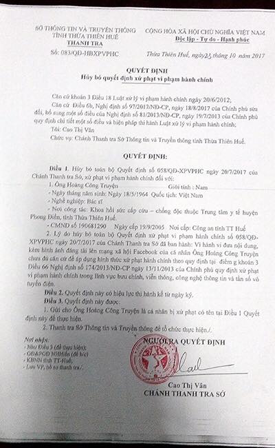 Xã hội - Chính thức hủy bỏ quyết định xử phạt, xin lỗi bác sĩ “chê” Bộ trưởng Y tế (Hình 2).
