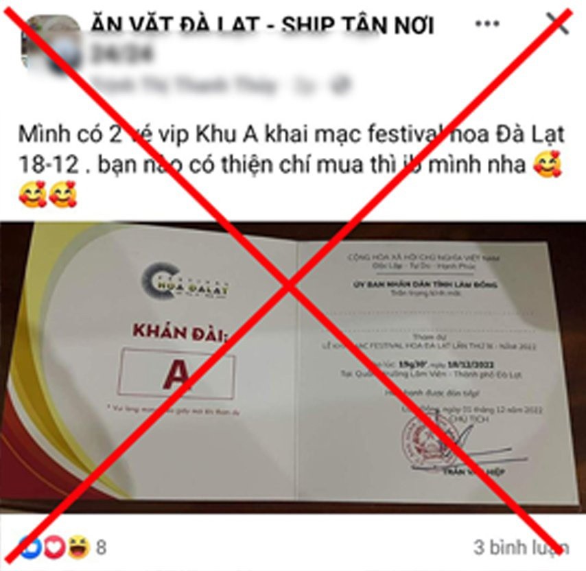 An ninh - Hình sự - Triệu tập đối tượng bán giấy mời dự khai mạc Festival hoa Đà Lạt trên mạng xã hội