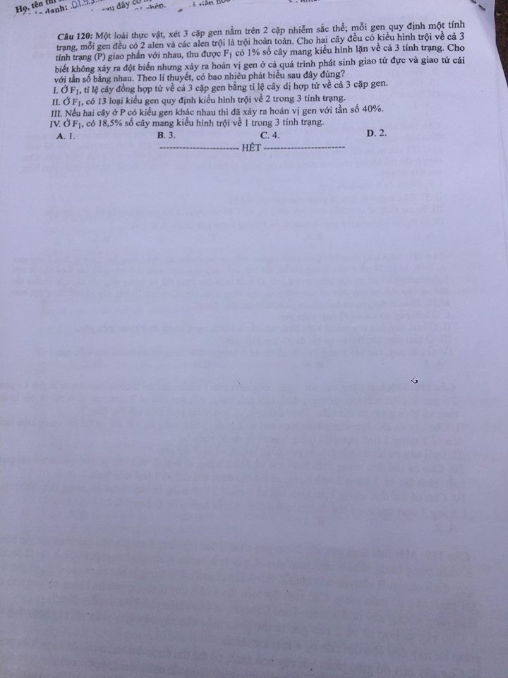 Đề thi, đáp án môn Sinh học mã đề 223 thi THPT Quốc gia 2018 chuẩn nhất (Hình 6).