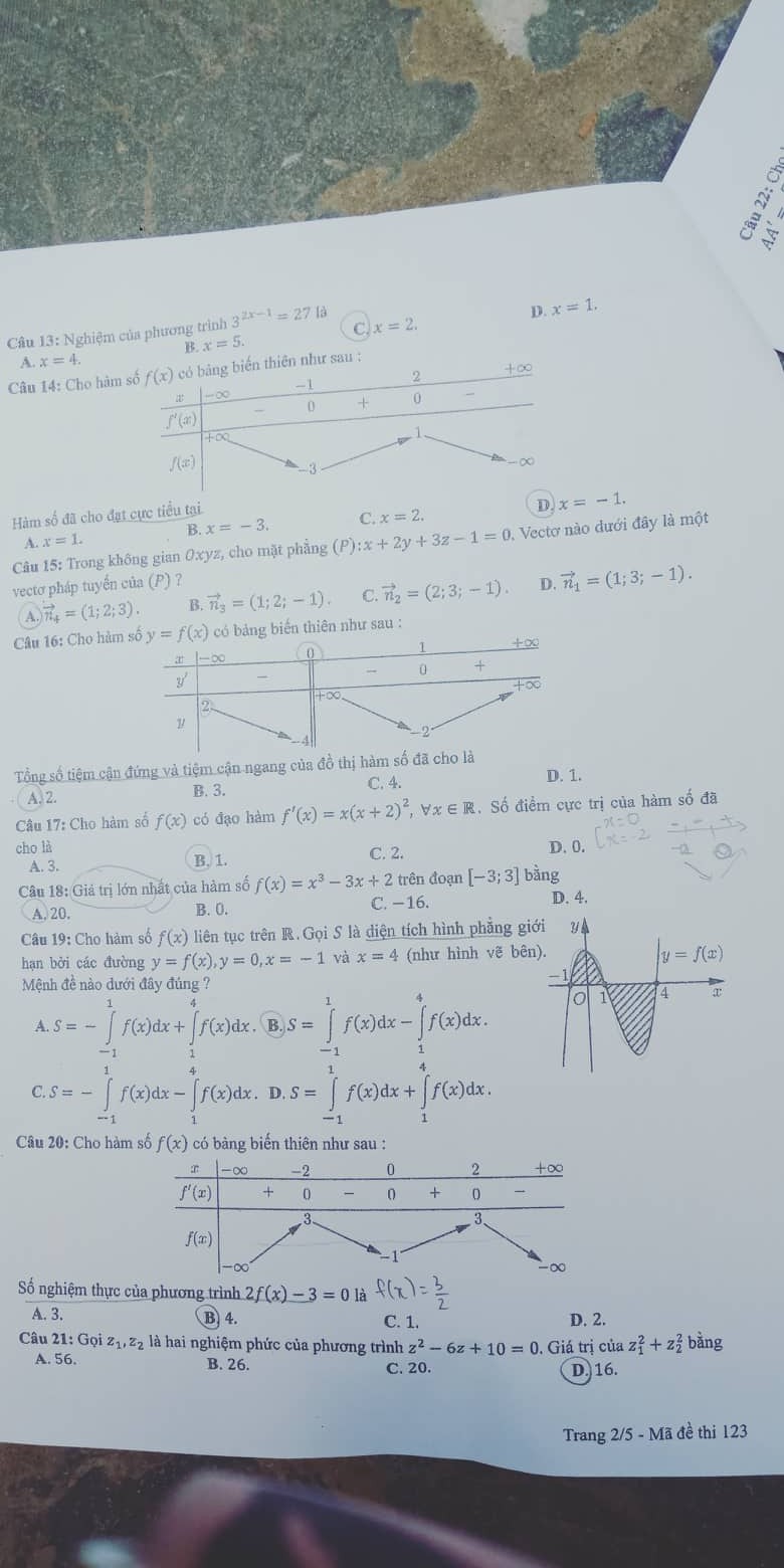 Giáo dục - Đáp án đề thi môn Toán thi THPT Quốc gia 2019 của bộ GD&ĐT mã đề 123 (Hình 2).