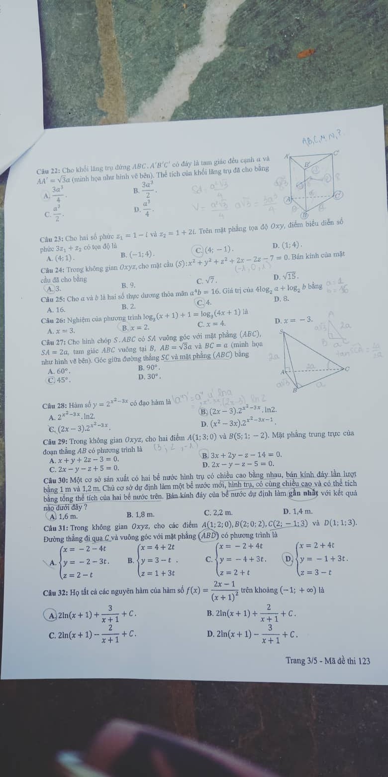 Giáo dục - Đáp án đề thi môn Toán thi THPT Quốc gia 2019 của bộ GD&ĐT mã đề 123 (Hình 3).