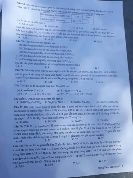 Giáo dục - Đáp án đề thi môn Hoá học mã đề 213 thi THPT Quốc gia 2019 chuẩn nhất  (Hình 4).