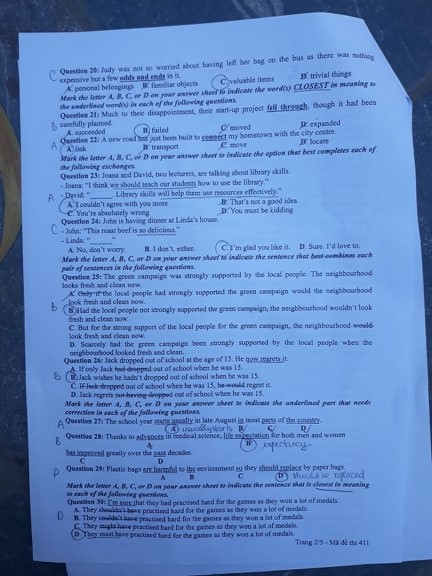Giáo dục - Đáp án đề thi môn tiếng Anh mã đề 411 thi THPT Quốc gia 2019 của bộ GD&ĐT  (Hình 3).