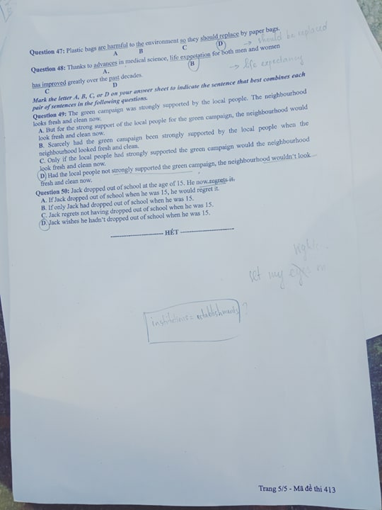 Giáo dục - Đáp án đề thi môn tiếng Anh mã đề 413 thi THPT Quốc gia 2019 chính xác nhất (Hình 6).
