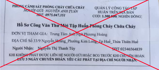 An ninh - Hình sự - Huế: Mạo danh cảnh sát PCCC để lừa đảo chiếm đoạt tài sản 