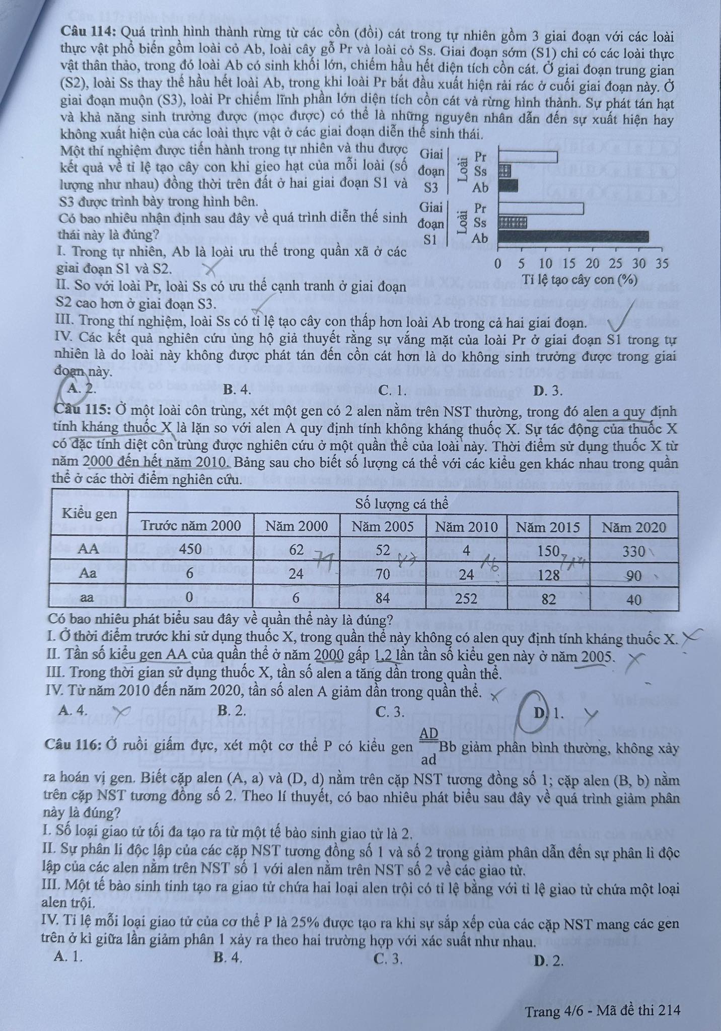 Giáo dục - Đáp án, đề thi môn Sinh học mã đề 214 kỳ thi THPT năm 2024 chuẩn nhất (Hình 4).