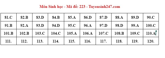 Giáo dục - Đáp án, đề thi môn Sinh học mã đề 223 kỳ thi THPT năm 2024 chuẩn nhất