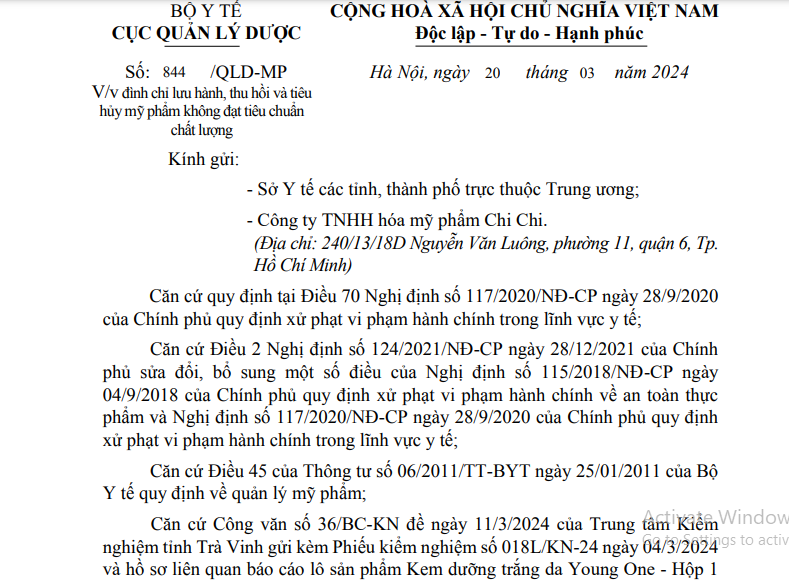 Tiêu dùng & Dư luận - Tp.HCM: Thu hồi mỹ phẩm không đạt chất lượng của Công ty Chi Chi (Hình 2).