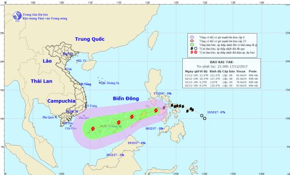 Tin nhanh - Bão Kai-tak tiến vào Biển Đông và tiếp tục mạnh thêm