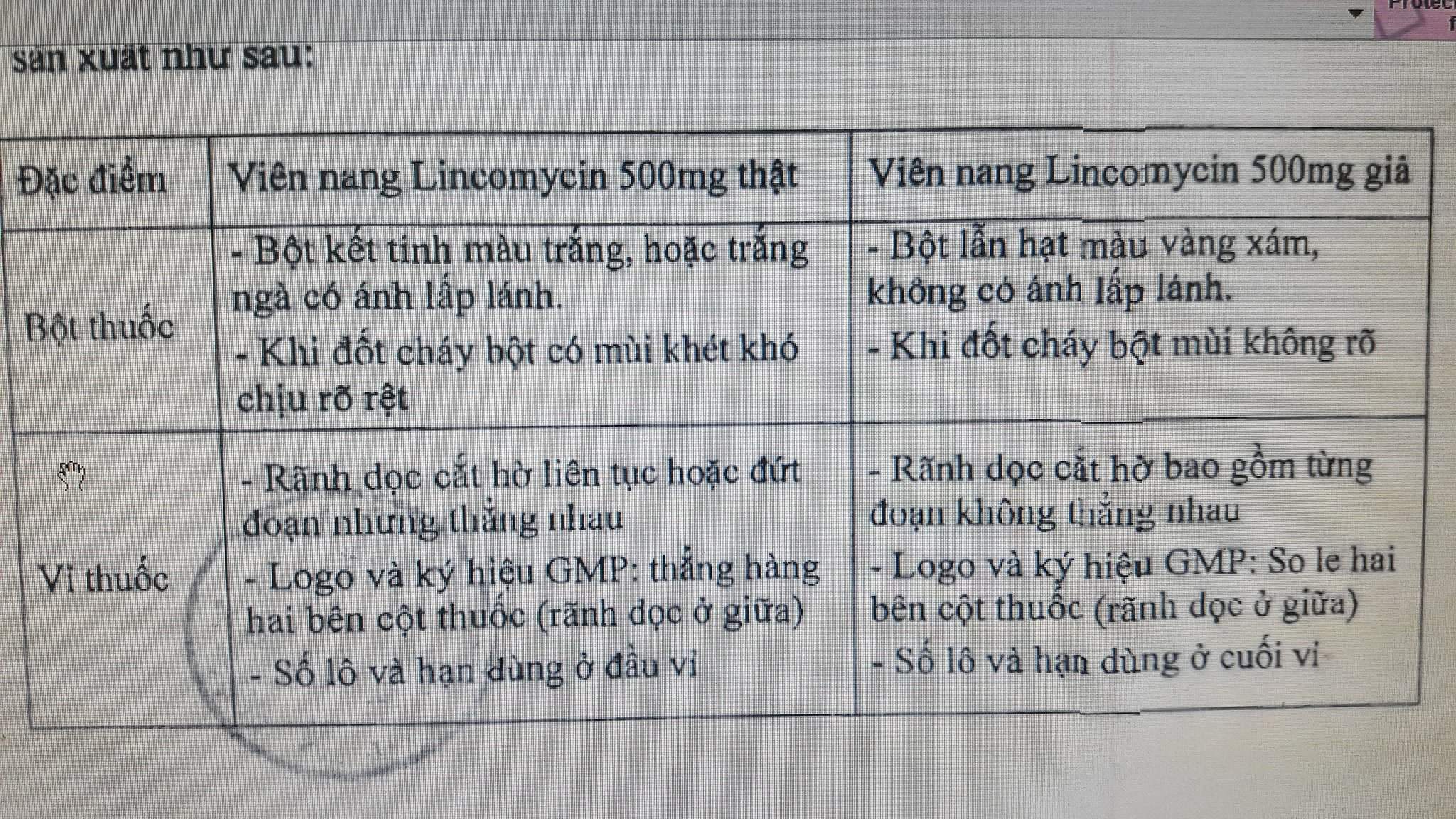 Thuốc & TPCN - Cục Quản lý Dược yêu cầu truy tìm thuốc Lincomycin 500mg giả trên thị trường