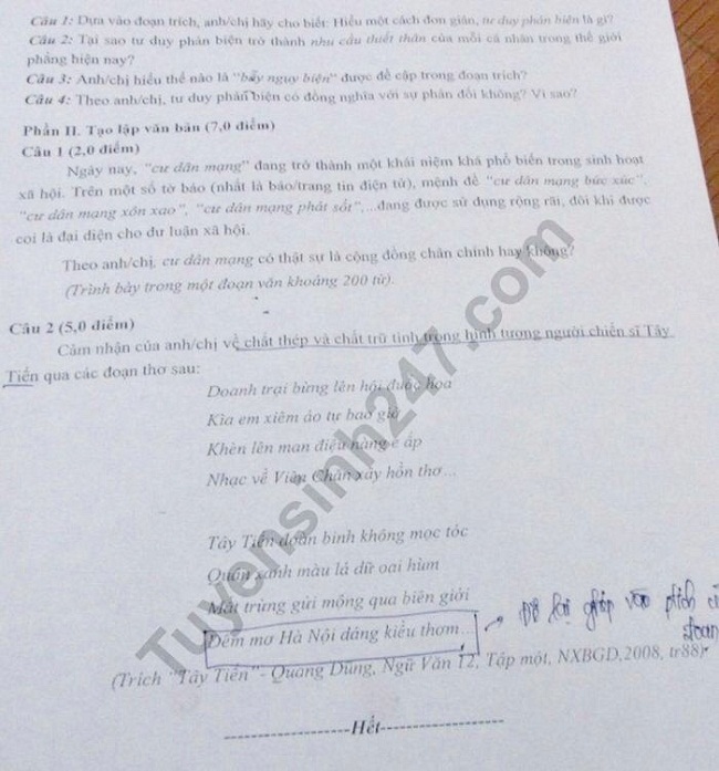 Giáo dục - Chi tiết đề thi thử môn Ngữ Văn THPT quốc gia 2019 tại Đồng Tháp và Ninh Bình (Hình 4).