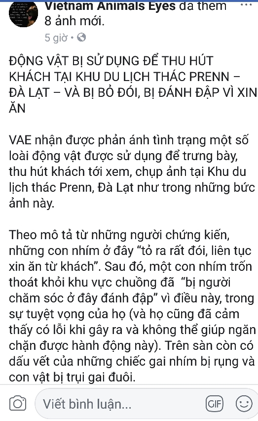 Khu du lịch tại Đà Lạt bị tố cáo ngược đãi động vật